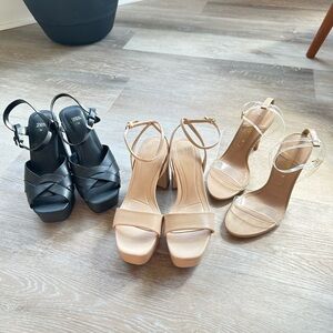 Zara LOT of 3 pairs Women's Black and Tan platform Heeled Sandals 6